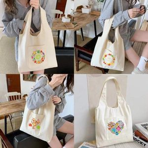 Evening Bags Delicious Food Pattern Canvas Vest Shoulder Bag Reusable Shopping Grocery Handbags Book For Women 2024 Fashion Tote