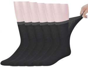 Diabetiker-Socken aus Bambus in der Mitte der Wade mit nahtloser Spitze, 6 Paar, Größe L, Sockengröße 10–13, 240318