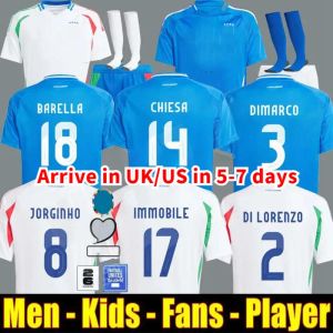 Euro Cup 2024 Italien Soccer Jerseys Player Version Maglie Da Calcio Totti Verratti Chiesa Italia 23 24 25 Fotboll T-shirts Män Set Kids Kit Uniform