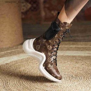 Boots Coffee Martin Boots Womens New Highine Leather Mid Cap Boots Instagram Errendy Scay Sole Boots High Top Dad Shoes Q240321