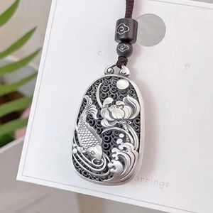 Pendants Vintage Hollow Fish Lotus Leaf Pendant For Men Amulet Choker Accessories Blessing Lucky Necklace Lady Jewelry