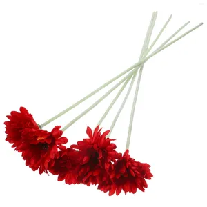 Flores decorativas 5 peças buquês de decorações de casamento de girassol para damas de honra simulação gerbera