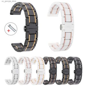 Uhrenarmbänder 20mm 22mm Edelstahl-Keramikarmband für Samsung Galaxy Active 2/3/46mm/42mm/S3/Galaxy 4 44mm 40mm Band Y240321