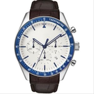 Zegarek męski Męski Trophy White Dial Chronograph Watch zegarek ze skórzanym paskiem 1513629241g