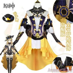 Cosplay Anime Costumes Genshin Impact Navia Cosplay Come Wig Hat Set Womens Dress Halloween Carnival Party Clothing and Hat Girl Uniforc24321