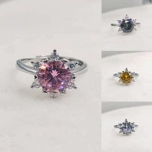 Diamant-Schneeflocken-Ring, versilberter, hochstrukturierter Schmuck für Frauen