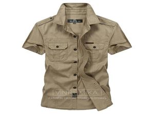Плюс размер M5xl Летние мужские 039S Повседневная брендовая рубашка с коротким рукавом Мужские рубашки из 100 чистого хлопка Afs Jeep Хаки Армейская зеленая одежда 6796915
