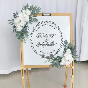 Decorative Flowers Artificial Wedding Arch Kit For Party Decorations Boho Dusty Rose Blue Eucalyptus Garland Drapes Welcome Sign