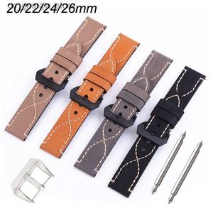Watch Bands Vintage Genuine Leather bands 4 Colors Belt 20mm 22mm 24mm 26mm Cowhide Band Strap Accessories Y240321