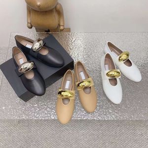 Scarpe eleganti da donna Nuove ballerine sandali in rete scavata con cinturino elastico a testa tonda con gioiello con scatola 544