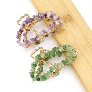 Hair Clips 5pcs Natural Stone Claw Clamp Butterfly Grab Chip Crystal Hairclip Amethyst Rose Quartz Hairpin Clip Acc