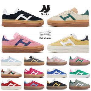 Top Quality Fashion Women Platform Designer Bold Casual Shoes Cream Collegiate Green Wild Pink Gum Black White Super Pop Womens Flat Trainers Sneakers Size 36-40