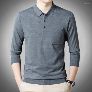 Herrtröjor Hösten stickad tur-krage Pullover Preppy Solid Slim Fit tröja Male Spring Casual Jumper Top Quality Clothes