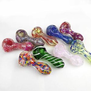 Hand Pipes Cute Glass Tobacco Pipes Colorful Glass Pipe 2.9 Inch Fumed Spoon Hand-Blown Glass Pieces Smoking Bowl 11 LL