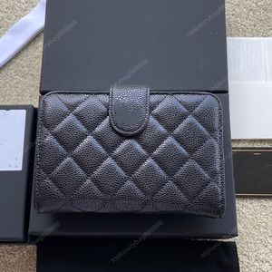 Top carteiras titulares bolsa de luxo designer carteira moda feminina bolsa 15cm caviar couro preto bolsa chaveiro carteira mudança bolsa caixa de presente embalagem curto quadrado