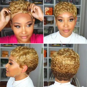 Wigs WIGERA Synthetic Short Hairstyle Curly Pixie Cut Bob Wig Glond Brown/ Black/Wine Red Hair Colored Wigs For Women