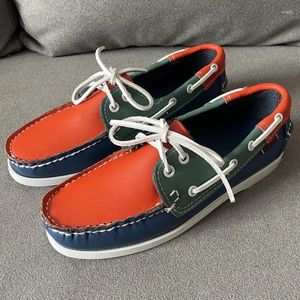 Para sapatos 2024 703 casual masculino rendas até apartamentos barco homem anti deslizamento andando motorista calçado homem artesanal moda sapato dos homens s