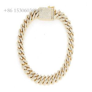 Hip Hop Jewelry Woman and Men Iced Out Paled HPHT CVD Lab Grown Rapper Cuban Link Chain Armband för kvinnor