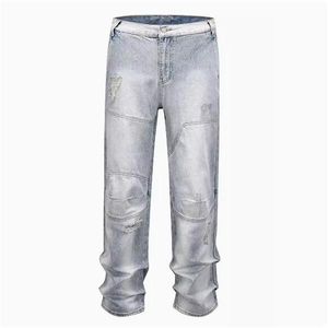 Washed Destroy Vintage Straight Leg Jeans Pants For Men Women Top Quality Joggers Trousers