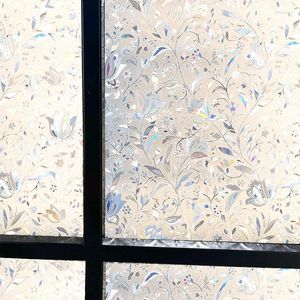 Fönsterklistermärken 100 cm tulpan blommamönster film dekaler 3d självhäftande frostat glas limfri hem badrum integritetsdekor