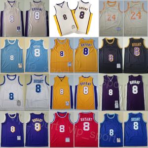 Retro 8 Bryant Basketball-Trikots, Herren, Vintage-Team, Gelb, Schwarz, Weiß, Lila, Rot, Blau, Beige, alle Nähte, für Sportfans, atmungsaktives Throwback-Shirt aus reiner Baumwolle