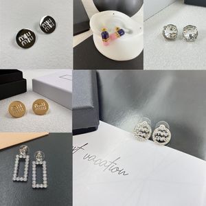 Fashion Design 925 Sterling Silver Gold and Silver Earrings Trendy Natural Round Luxury M I U Series Women's Earrings Jewelry Birthday Gift