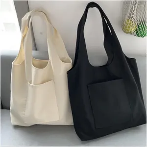 Shopping Bags 2024 Women's Shoulder Bag Reusable Eco Foldable Supermarket Handbag Street Style Student Canvas