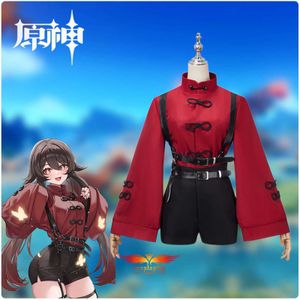 cosplay Costumi anime Genshin Impact Hu Tao Giochi di ruolo Donne XS-XL Ragazze Red Mandarin Sle Short Sospensione Trojan HalloweenC24321