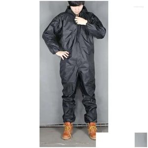 Raincoats Waterproof Oil-Proof And Dust-Proof Clothing Spray-Paint Outdoor Mens Motorcycle Riding One-Piece Raincoat Drop Delivery H Dh10R