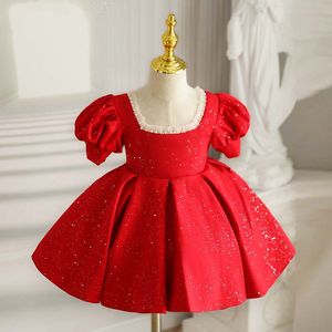 Słodki czerwony kwadratowy kwiat sukienki dziewczyna sukienki urodzinowe dziewczyny dziewczyny spódnica dziewczyna codzienna sukienka dla dzieci noszenie sz 221088