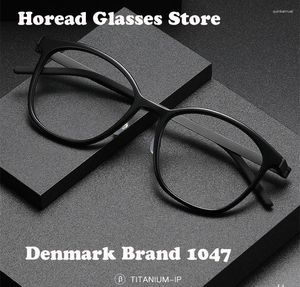 Solglasögonramar Vintage Acetate Titanium Oval Glasses Frame Men Women Recept Gereglasses Danmark Brand Myopia Reading Eyewear 1047