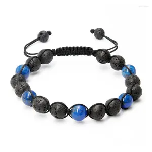 Charm-Armbänder, Kristall-Heilungsschutz-Armband für Männer, blauer Edelstein, Lapislazuli, Lavagestein, Perlenschmuck, Angstlinderung, Geschenk