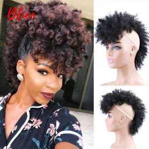 Pack Pack Blice Synthetic High Puff Afro Kinky Curly Short Middle Part Clips в парик