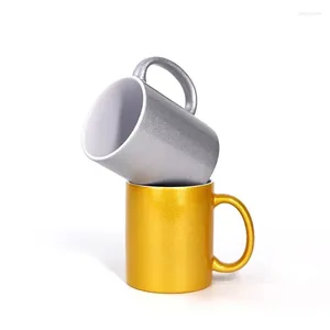 Canecas com logotipo personalizado, caneca de café de cerâmica com acabamento de alto brilho e metal dourado personalizado