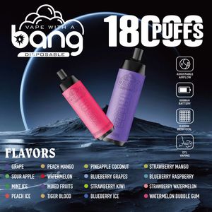 Original Bang 18000 Puffs Einweg-Vape-Mesh-Spule im Shisha-Bar-Stil, abnehmbares E-Zigaretten-Pod-Gerät mit einstellbarem Luftstrom, Puff 18k Vaper vs. Al Fakher Big Cloud