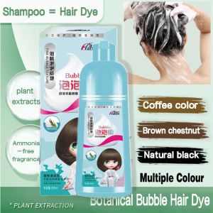 Tools 500ML Botanical Bubble Hair Dye Shampoo Gentle Healthy Long Lasting Color Black Shampoo For Women Organic Herbal Hair Dyeing