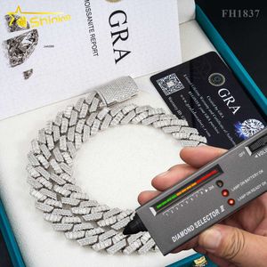 Designer Jewelry Hot Selling S925 VVS New Arrival Top Quality 15MM Hip Hop 925 Sterling Silver Luxury Baguette Iced Out Moissanite Diamond Cuban Link Chain