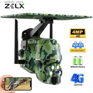 Hunting Trail Cameras 4G camouflage solar cell camera 4MP high-definition outdoor wide-angle 4X digital zoom waterproof wildlife camera hunting Wifi CCTV Q240321