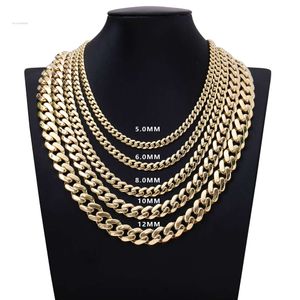 5mm 6mm 8mm 10mm 12mm bredd Moissanite Cuban Link Chain Halsband Sier 10K 14K Gold Hip Hop smycken redo att skicka