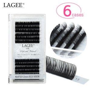 Eyelashes LAGEE 6 cases/lot All Size Eyelash Extensions Individual Premium Faux Mink Synthetic Fake False Eyelashes Soft and Natural