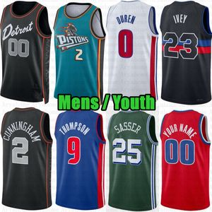 Personalizado Mens Juventude Cade Cunningham Jaden Ivey Basquete Jersey Isaiah Stewart Jalen Duren Ausar Thompson Detroits Piston Evan Fournier Marcus Sasser Grimes