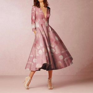 Casual Dresses Women's Elegant V Neck Long Sleeved Wrap Dress for Women Dressy