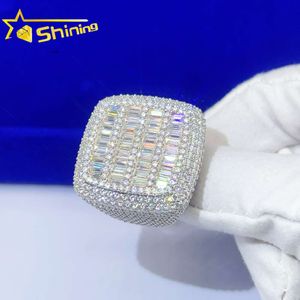 Designer-Schmuck Heißer Verkauf Hip Hop S925 VVS Moissanit Großhandelspreis Baguette Herren vergoldet Sterling Silber Pass Diamant Iced Out Ring