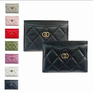 Kortflikkort designer hållare plånböcker kvinnor korthållare mynt pursar kaviar läder med låda nyckel mens plånbok lyx nyckelchain klassisk p qfoh