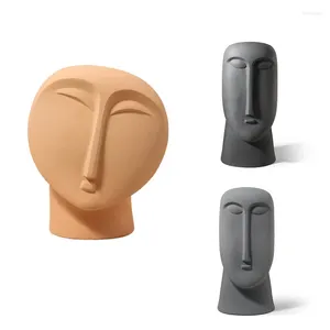 Vases Nordic Minimalist Ceramic Abstract Vase Human Face Decorative Head Shape Modern Home Decoration Table Decor