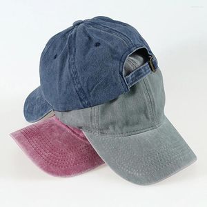 Ball Caps Rowling Mirror Distressed Wash Solid Cotton Baseball Cap Adjustable Retro Casual Versatile Hat