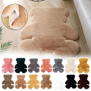 Carpets Bear-Shaped Faux Rabbit Wool Artificial Soft Carpet Bedroom Living Room Rug Pads Anti-Slip Absorbent Floor Mat