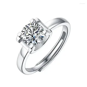 Anelli a grappolo Classic 3ct Moissanite Tauren Ridimensionabile Coppia Promessa per Donna Uomo Argento sterling 925 Regalo di fidanzamento originale per matrimonio