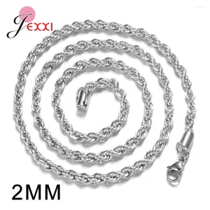 Łańcuchy eleganckie kobiety 925 Sterling srebrne łańcuch łańcuchowe biżuteria na imprezę Prezent 2 mm Długość 16 18 20 24 28 28 30 cali
