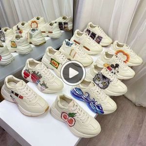 Vintage Beige Casual Daddy shoes Leather Casual Genuine Women Shoe Comfortable Fashion Men Sneakers Mouth Tiger Size 35-45